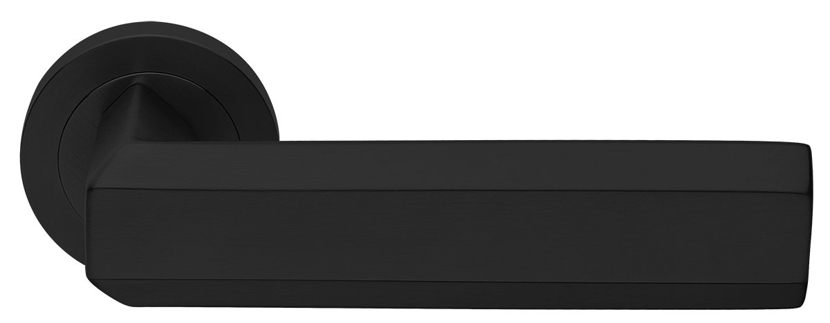 Ручка дверная HARMONY R2 NERO раздельная на круглой розетке, цвет - черный фото купить Актау
