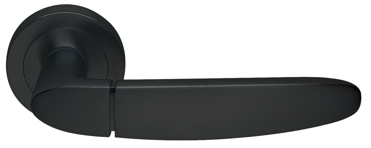 Ручка дверная SAIL R2 NERO раздельная на круглой розетке, цвет - черный фото купить Актау