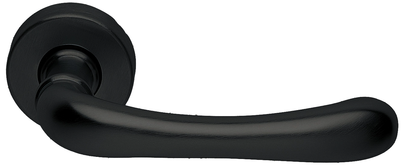 Ручка дверная RING R3-E NERO раздельная на круглой розетке, цвет - черный фото купить Актау