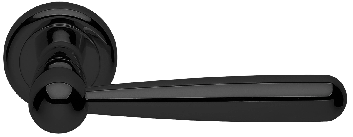 Ручка дверная PINOKKIO R4 NERO раздельная на круглой розетке, цвет - черный фото купить Актау