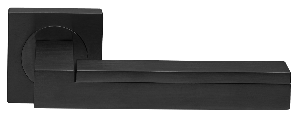 Ручка дверная ISLAND S2 NERO раздельная на квадратной розетке, цвет черный, латунь фото купить в Актау