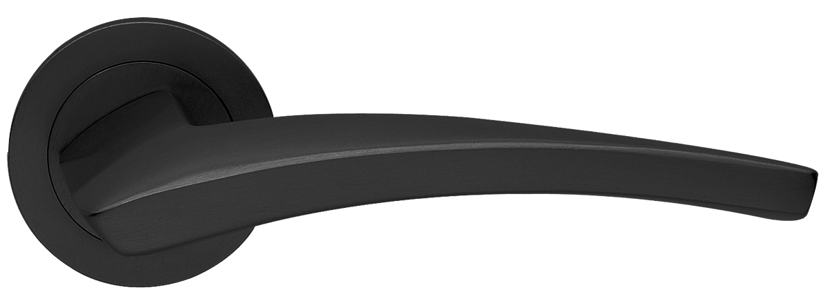 Ручка дверная WIND R2 NERO раздельная на круглой розетке, цвет черный, латунь фото купить в Актау