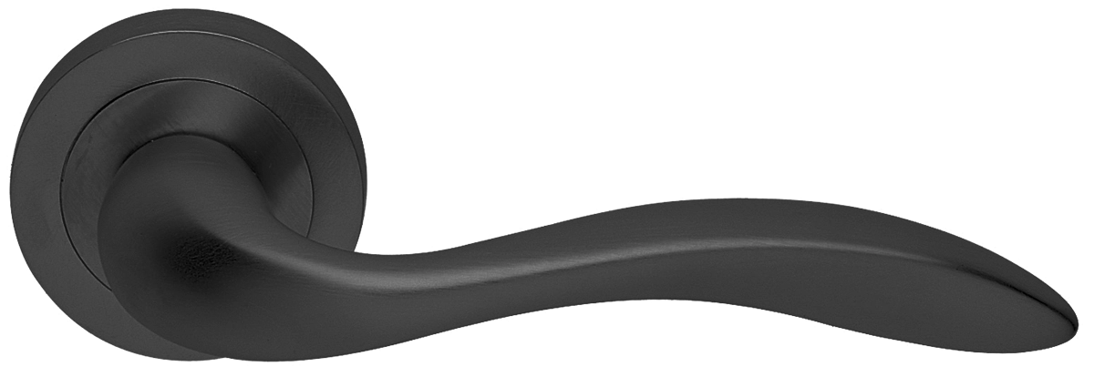 Ручка дверная LEON R2 NERO раздельная на круглой розетке, цвет - черный фото купить в Актау