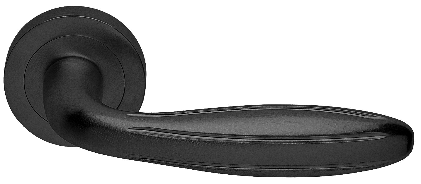 Ручка дверная BUD R2 NERO раздельная на круглой розетке, цвет - черный фото купить в Актау