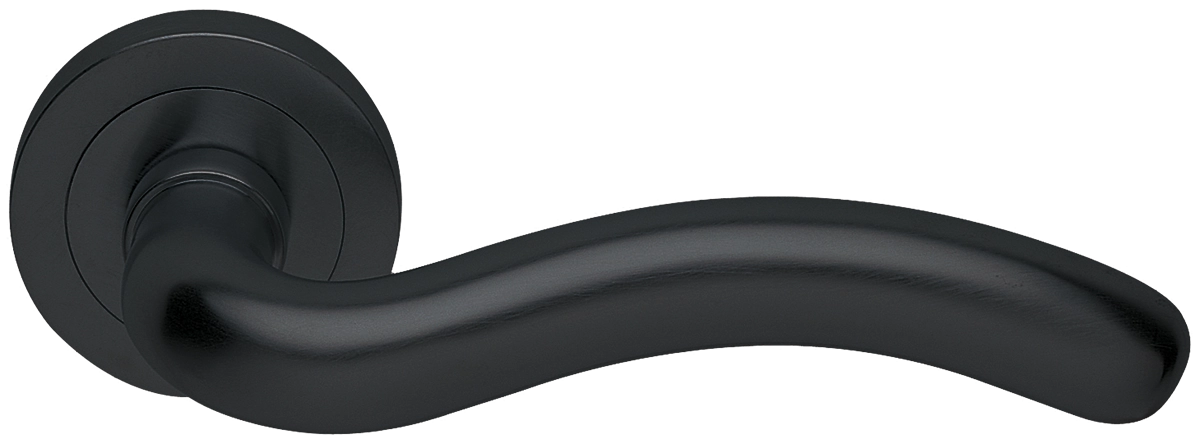 Ручка дверная SNAKE R2 NERO раздельная на круглой розетке, цвет - черный фото купить в Актау