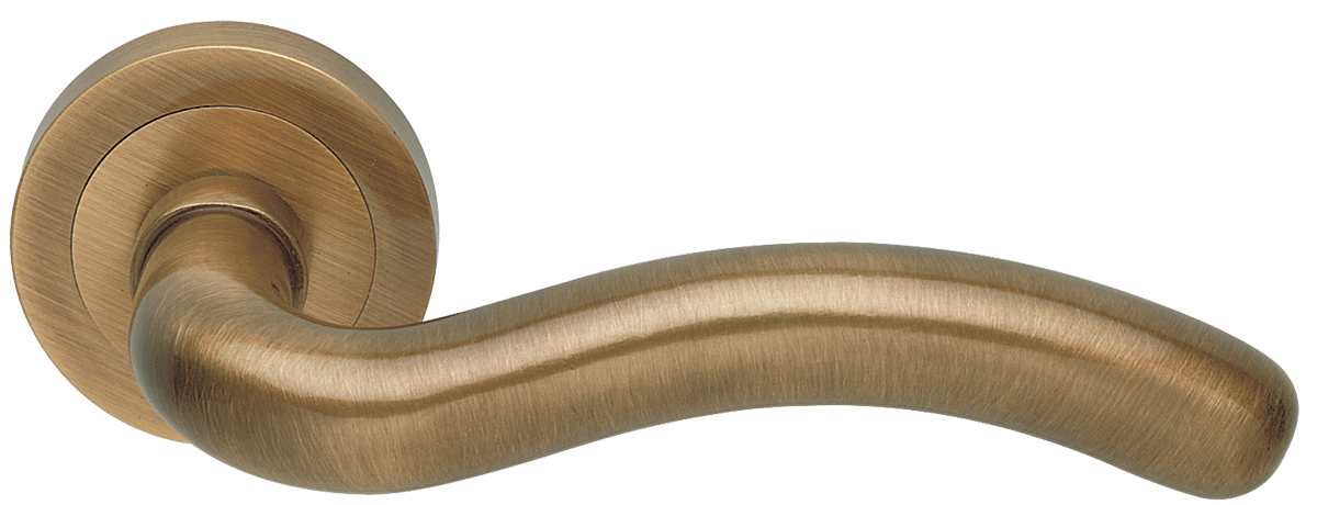Ручка дверная SNAKE R2 BGO раздельная на круглой розетке, цвет - матовая бронза фото купить в Актау