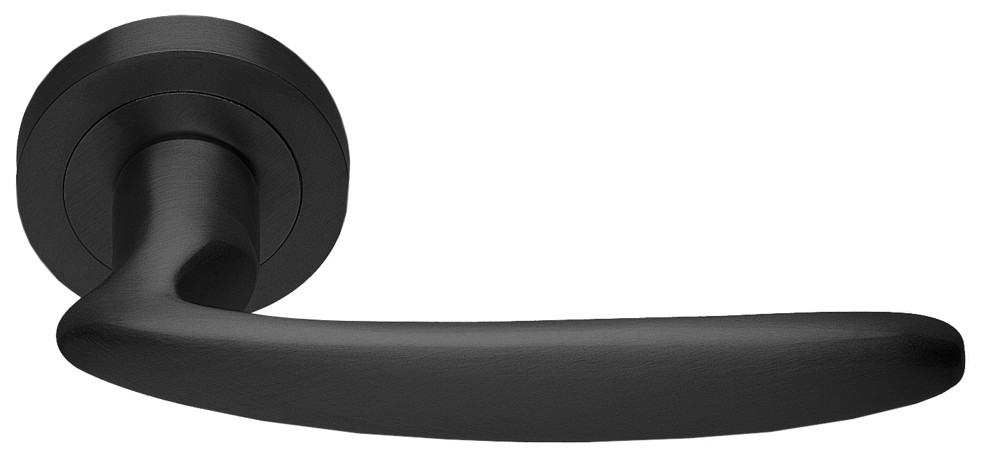 Ручка дверная FLAMINGO R2 NERO раздельная на круглой розетке, цвет черный, латунь фото купить в Актау