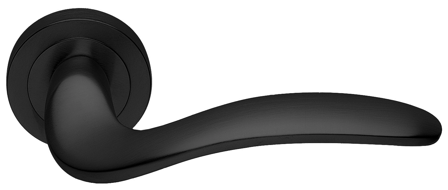 Ручка дверная COBRA R2 NERO раздельная на круглой розетке, цвет - черный фото купить в Актау