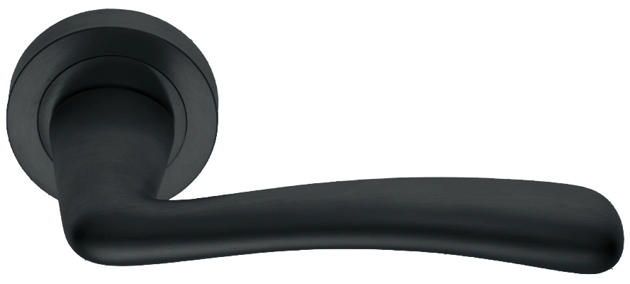 Ручка дверная COCKATOO R2 NERO раздельная на круглой розетке, цвет - черный фото купить в Актау