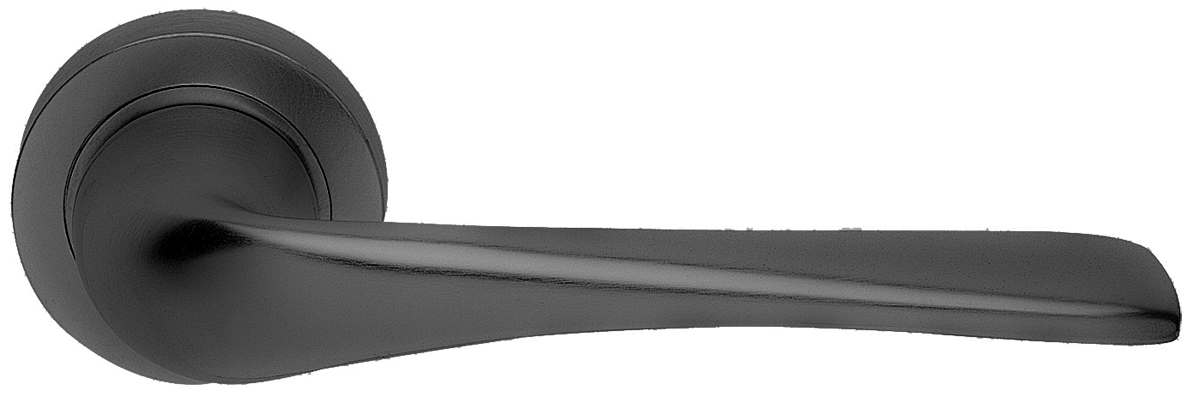 Ручка дверная LE MANS R2 NERO раздельная на круглой розетке, цвет - черный фото купить в Актау