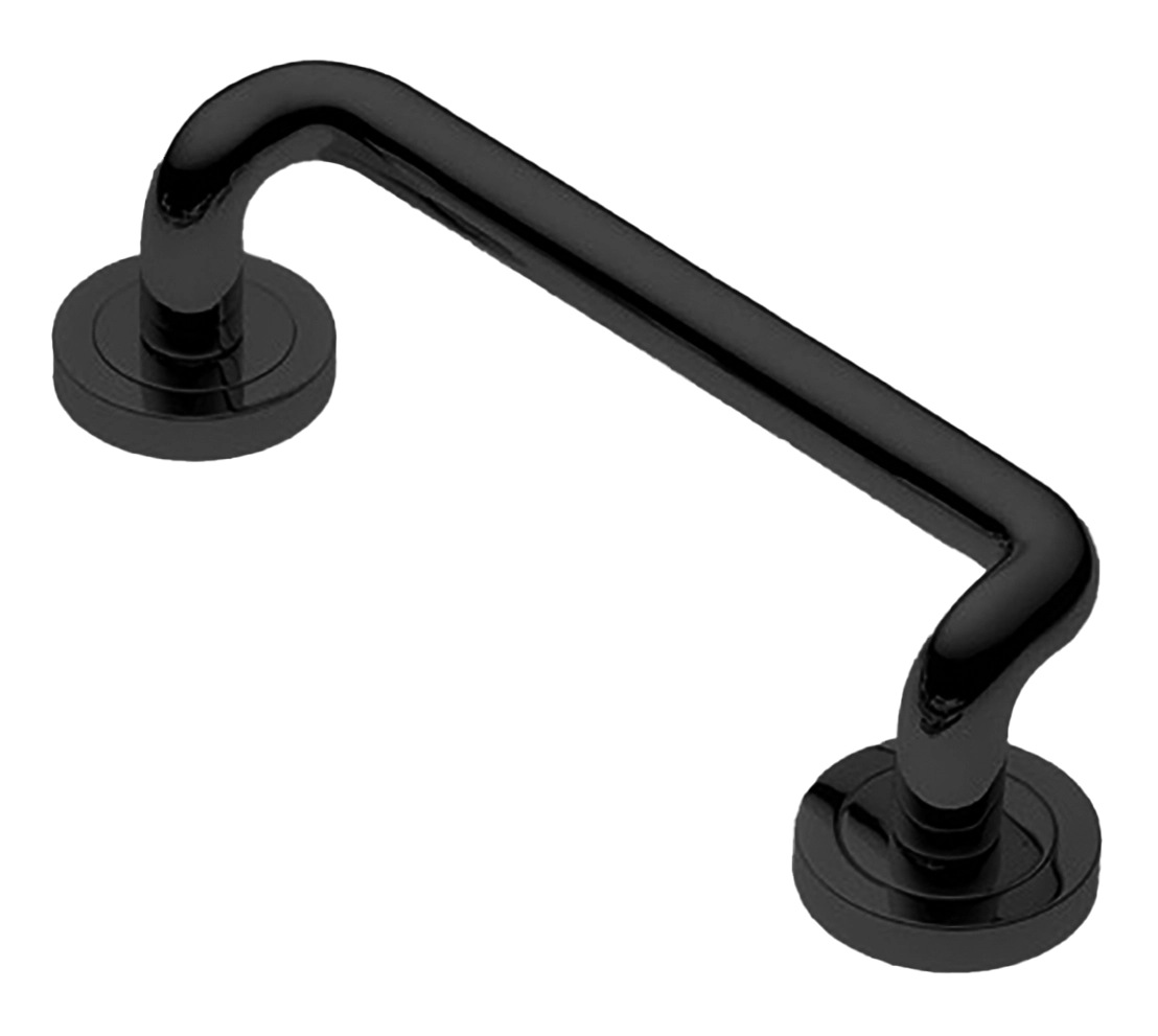 Ручка-скоба дверная SNAKE PH NERO на круглой розетке, цвет черный, латунь фото купить в Актау