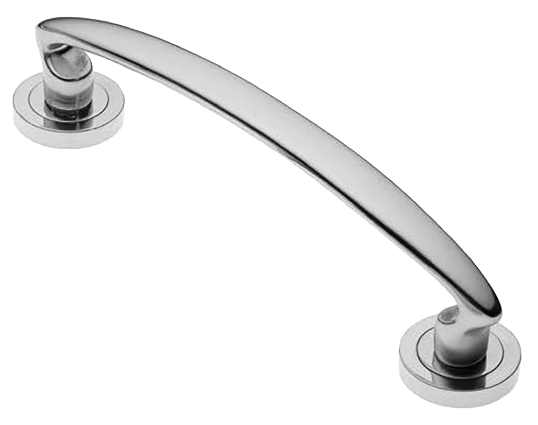 Ручка-скоба дверная FLAMINGO PH CRO на круглой розетке, цвет хром, латунь фото купить в Актау