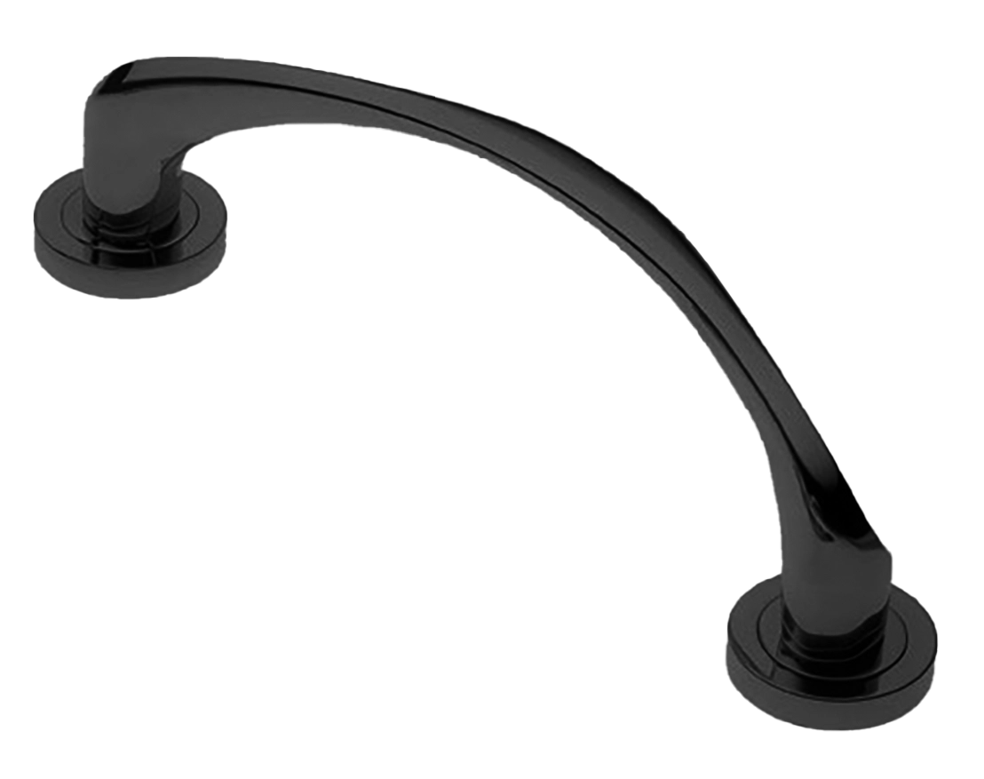 Ручка-скоба дверная COBRA PH NERO на круглой розетке, цвет черный, латунь фото купить в Актау