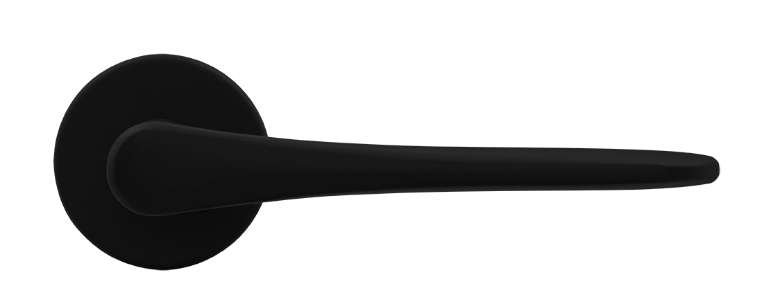 Ручка дверная AULA R5 NERO-ST на круглой розетке, цвет черный soft-touch, ЦАМ фото купить в Актау