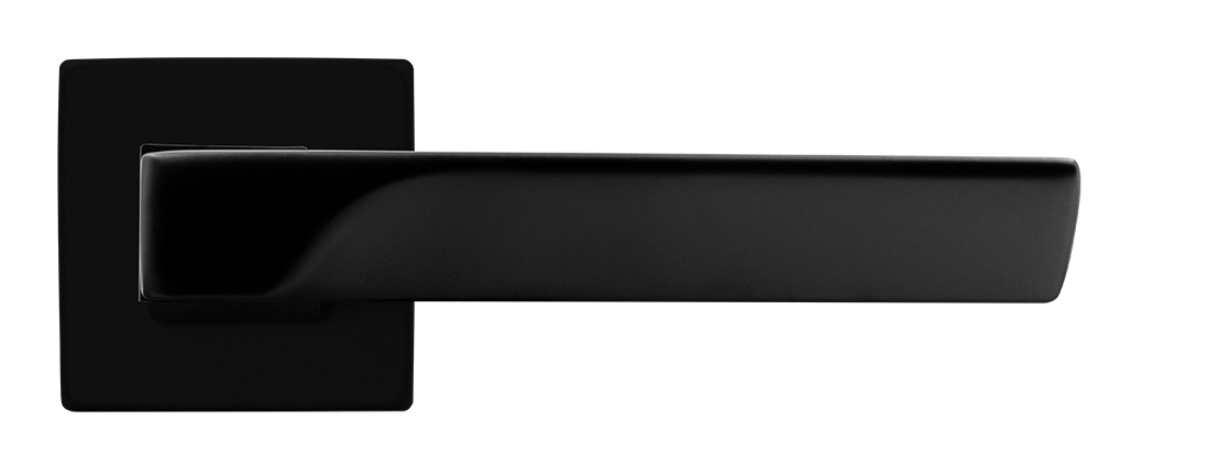 Ручка дверная FIORD S5 NERO-ST на квадратной розетке цвет черный soft-touch, ЦАМ фото купить в Актау