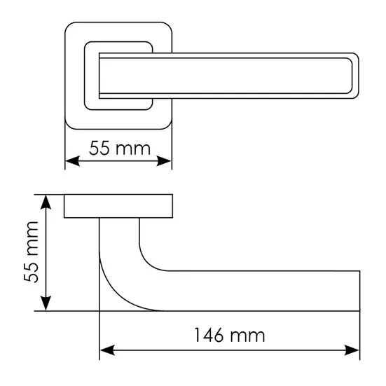 Комплект дверных ручек MH-46 SC/W-S55 + завертка сантехническая MH-WC-S55 SC/CP + защёлка бесшумная 1895P SC + петли врезные универсальные MSN 100X70X2.5-4BB SC (2шт), цвет хром фото купить в Актау