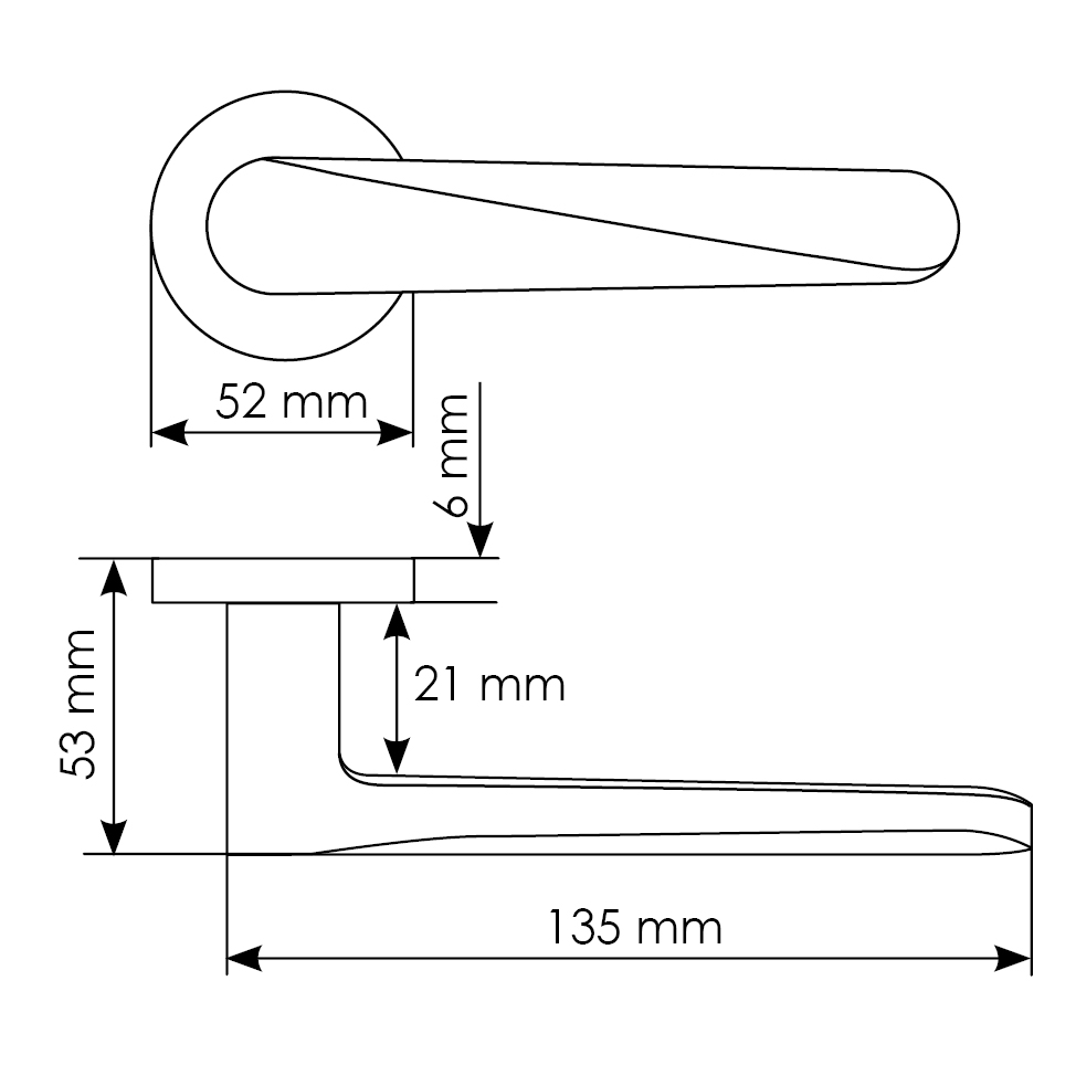 Комплект дверных ручек MH-58-R6 SC + сантехническая завертка MH-WC-R6 SC + защёлка бесшумная M1895 SC + петли врезные универсальные MSN 100X70X2.5-4BB SC (2шт), цвет матовый хром фото купить в Актау