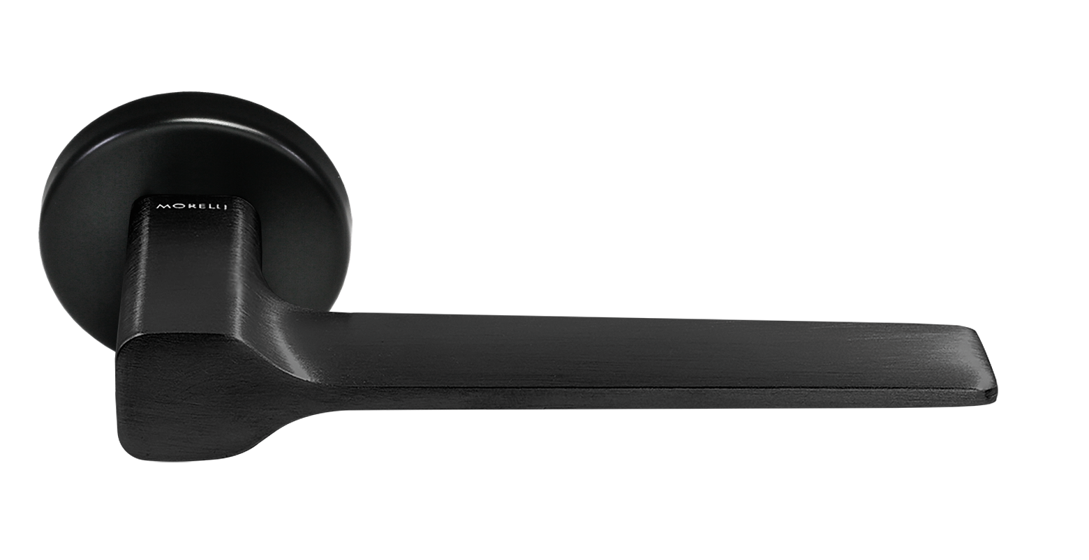 Ручка дверная GRAND CARAT R5 NERO-ST на круглой розетке, цвет - черный "soft-touch" фото купить Актау