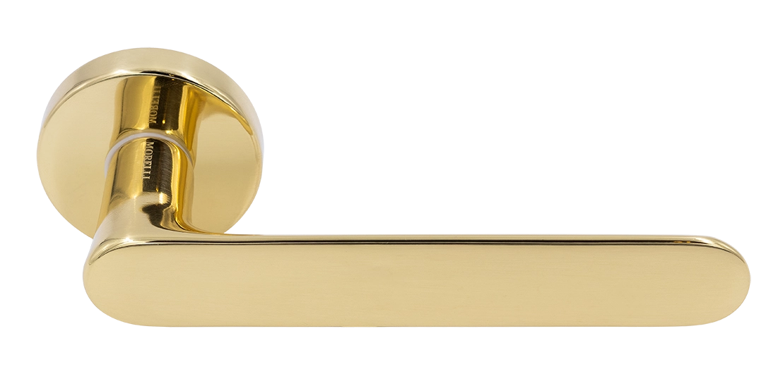 Ручка дверная LE BOAT R5 OTL раздельная на круглой розетке, цвет золото, латунь фото купить Актау
