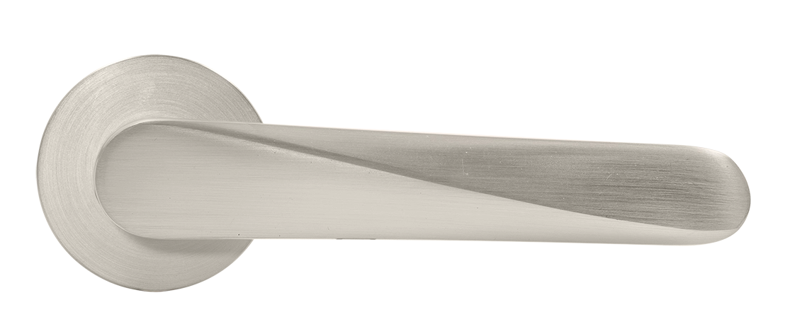 Ручка дверная CAYAN MH-58-R6 MSN раздельная на круглой розетке 6 мм, цвет матовый сатинированный никель, ЦАМ фото купить в Актау