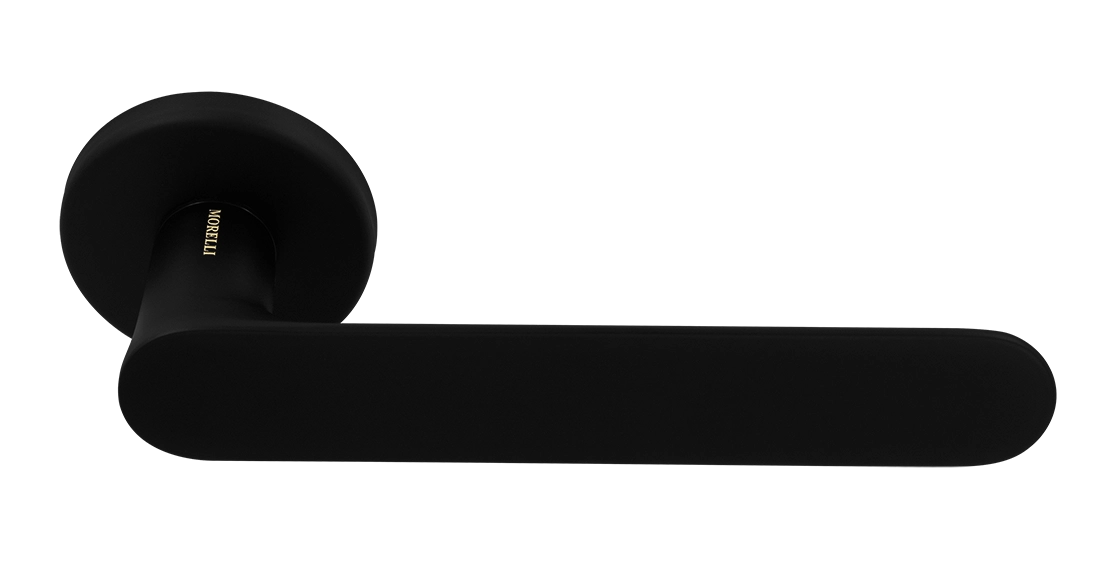 Ручка дверная LE BOAT R5 NERO-ST раздельная на круглой розетке, цвет черный "soft-touch", латунь фото купить Актау