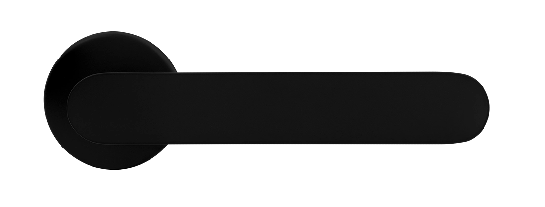 Ручка дверная LE BOAT R5 NERO-ST раздельная на круглой розетке, цвет черный "soft-touch", латунь фото купить в Актау