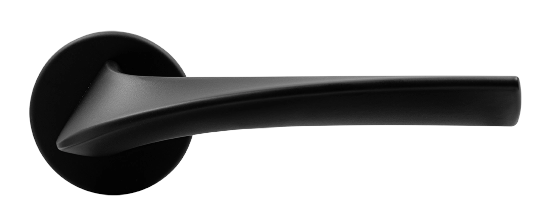 Ручка дверная COMETA R5 NERO-ST на круглой розетке цвет черный soft-touch, ЦАМ фото купить в Актау