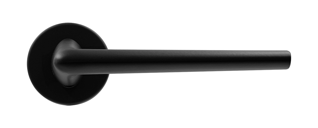 Ручка дверная THE FORCE R5 NERO-ST на круглой розетке, цвет черный soft-touch, ЦАМ фото купить в Актау