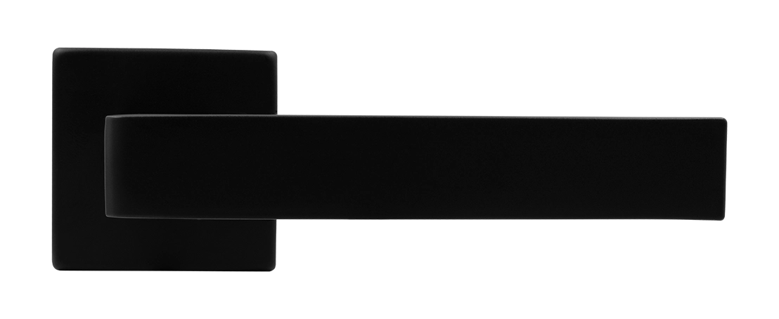 Ручка дверная HORIZONT S5 NERO-ST на квадратной розетке, цвет черный soft-touch, ЦАМ фото купить в Актау