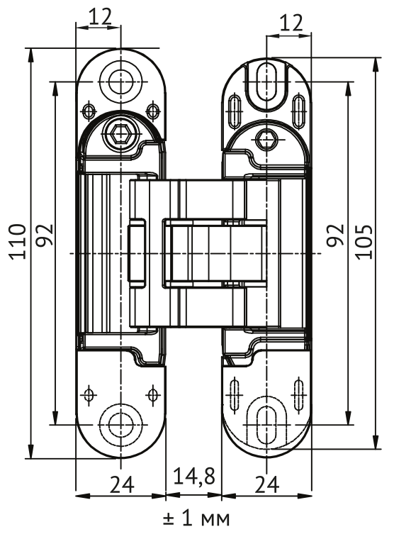 Петля скрытая HH-28 B врезная с 3D-регулировкой вес полотна до 40 кг, цвет черный фото купить в Актау
