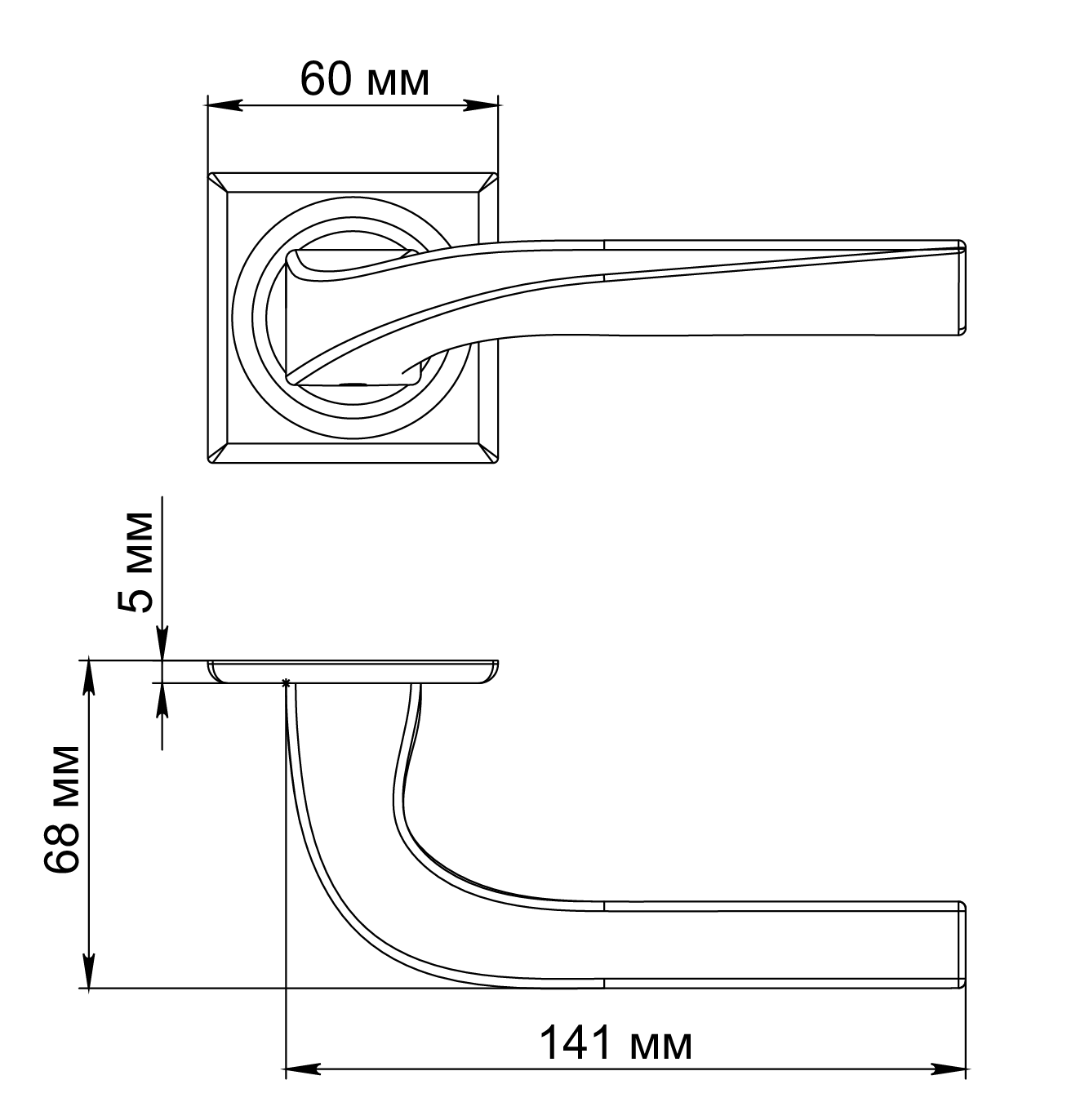 Ручка дверная WD CONCERT HALL S7 WF на квадратной розетке, цвет Зимняя стужа/Winter Frost фото фурнитура Актау