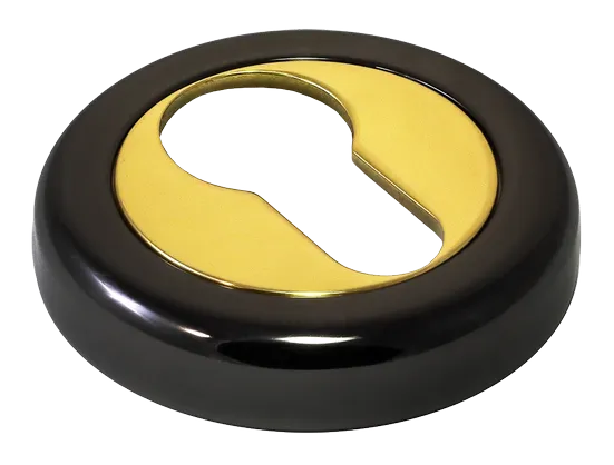 LUX-KH-R4 NNO, накладка на евроцилиндр, цвет - черный хром/золото фото купить Актау