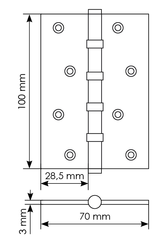 Петля карточная универсальная MBU 100X70X3-4BB COF латунь,врезная,цвет кофе фото купить в Актау