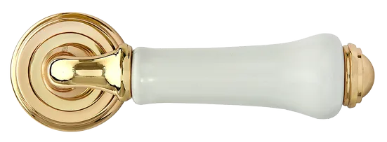 UMBERTO, ручка дверная MH-41-CLASSIC PG/W, цвет - золото/белый фото купить в Актау