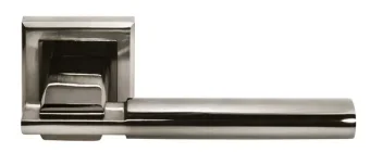 УПОЕНИЕ, ручка дверная MH-13 SN/BN-S, на квадратной накладке, цвет - бел. никель/черн. никель