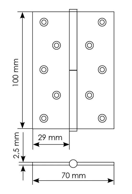 Петля разъемная MSD 100X70X2.5 SN R правая, врезная, цвет белый никель, сталь фото купить в Актау