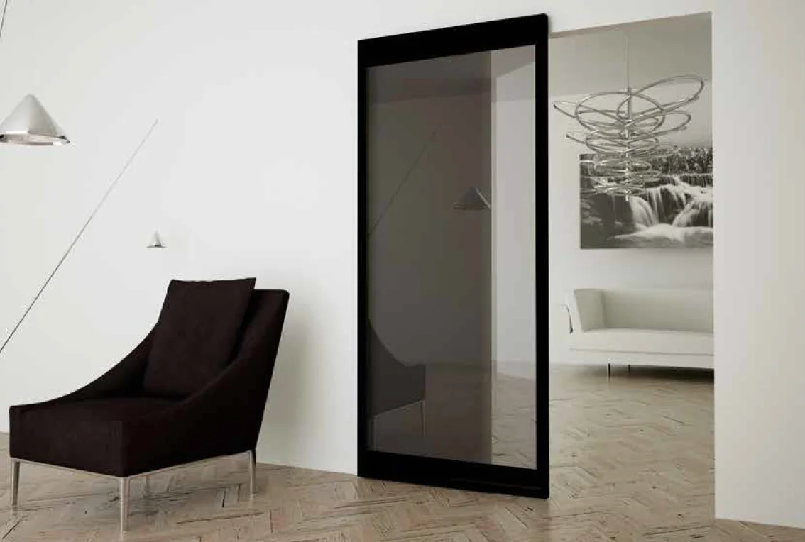 INVISIBLE-2 FRAME 1500/3000 NS, раздвижная система для дверей шириной  1500мм, высотой 3000мм, цвет - черный фото купить Актау