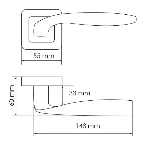 Ручка дверная SHELL MH-45 GR/CP-S55 раздельная на квадратной розетке, цвет графит/хром, ЦАМ Light фото купить в Актау