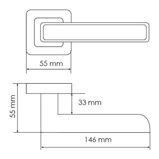 Ручка дверная FLEX MH-44 GR/CP-S55 раздельная на квадратном основании, цвет графит/хром, ЦАМ Light фото купить в Актау