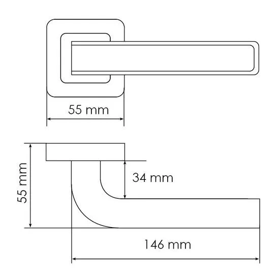 Ручка дверная EON MH-46 GR/CP-S55 раздельная на квадратной розетке, цвет графит/хром, ЦАМ Light фото фурнитура Актау