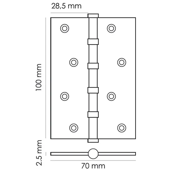 Петля универсальная карточная MS 100X70X2.5-4BB COF стальная, врезная, цвет кофе, сталь фото купить в Актау